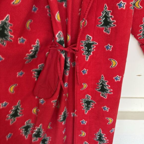 Erika Taylor Country Full Length Christmas Tree Fleece Warm Robe Red EUC Size L - Picture 5 of 13
